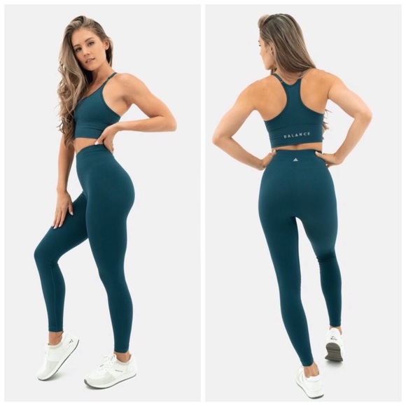 Balance Athletica Pants - Balance Athletica Teal Quartz Textured High Seamless Leggings